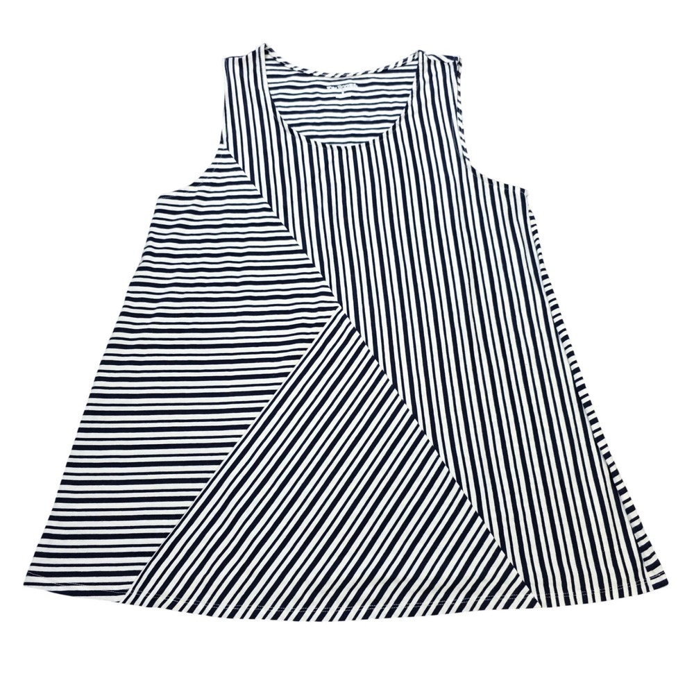 Kim Rogers Striped Tank Top Women's Size S Navy Blue White Striped Sleeveless